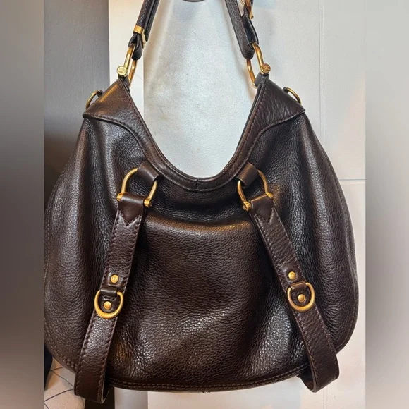 Burberry Dark Brown Leather Shoulder hobo Bag - Picture 2 of 7